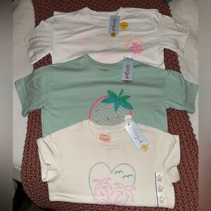 NWT Cat & Jack Kids Short Sleeve T Shirts - White, Cream, & Mint Green LOT
